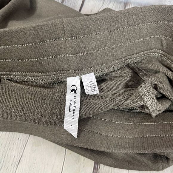 Cable & Gauge Womens Plus 1X Tapared Crop Pants Green Pull On Comfort Stretch - Picture 4 of 12